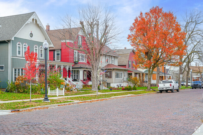 Downtown Whiting has many unique features like all brick roadways.