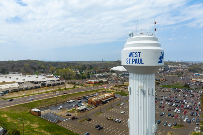 The West St Paul water tower in the heart of the city's business.