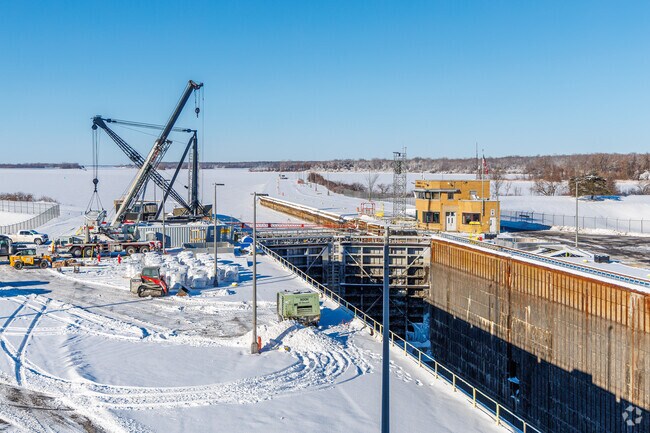 In Massena in the warmer months, you can watch massive cargo ships pass through the Eisenhower Lock.