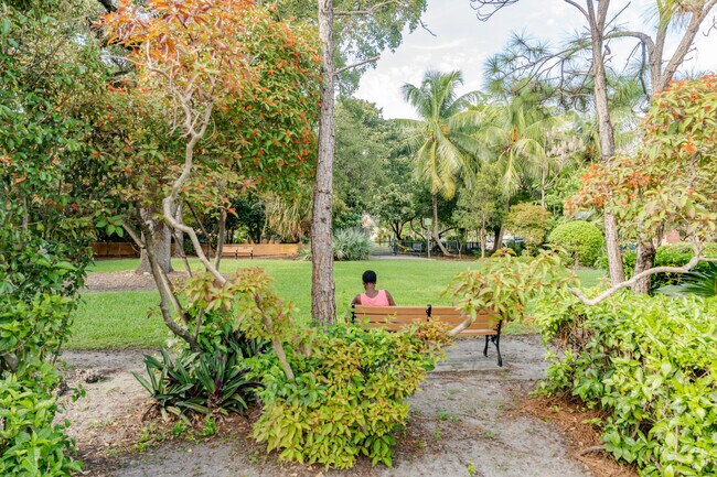 Benches can be found around teh green space in Rotary Centennial Park.