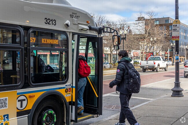 There are multiple MBTA stops throughout Allston.