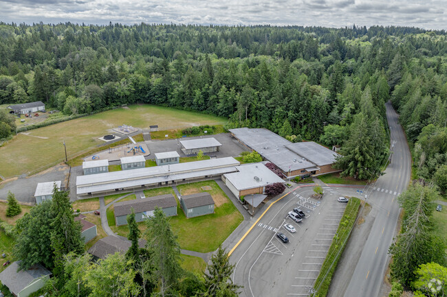 Aerial views of South Colby Elementary School.