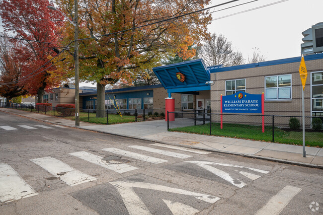 A side view of William D'Abate Elementary School in Providence.