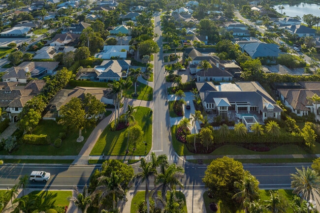 The view from above Park Shore shows the tropical landscaping and opulent stylings.