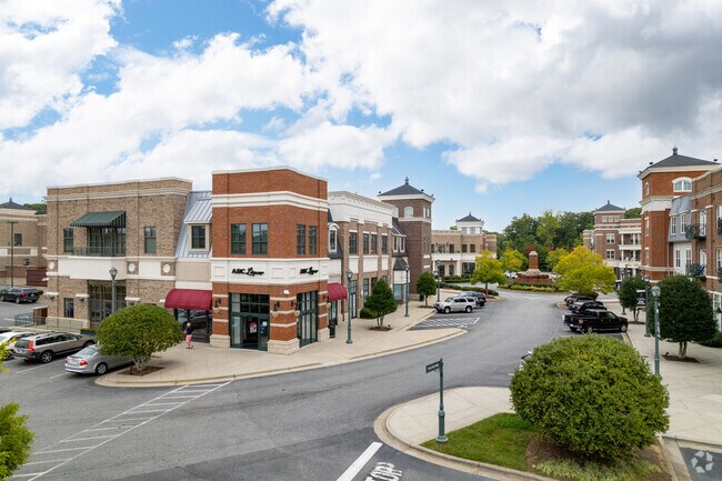 Charming streetscape with eclectic buildings at the Village.