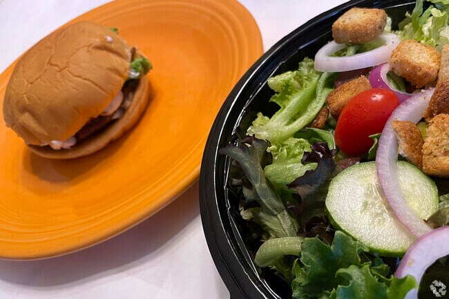 At KKatie's Burgers in Plympton, the burgers are complimented by the delicious fresh salads.