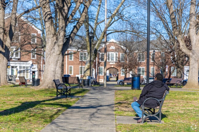 Relax on one of the many benches in Yorkship Square.
