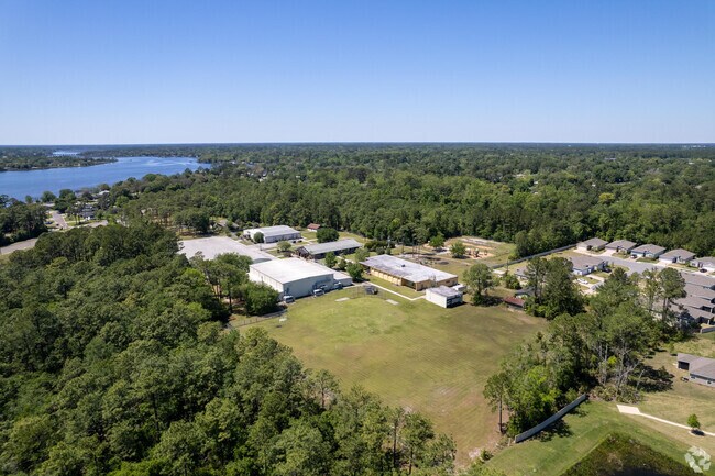 Somerset Academy seen from above in summer.