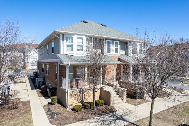 Townhomes and duplexes line the quiet, walkable streets of Gardenview Estates.