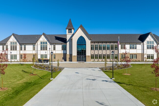 The Oaks Christian academy features a tudor inspired campus with lots of outdoor space.