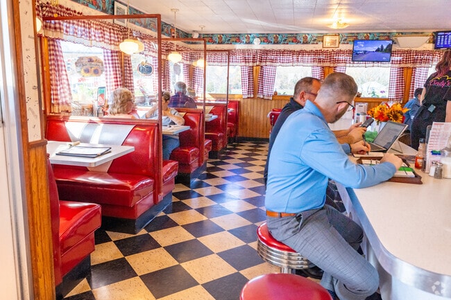 Cindy's Diner is a Bishop Heights staple, serving tasty eats in a 1950s-themed setting.
