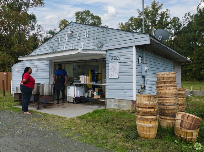 The Crab Hut is a local favorite for fresh seafood in the Deerbourne neighborhood.