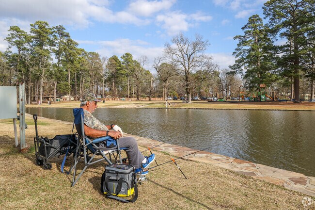 Visitors to Spring Lake Park can pick a quiet place by the lake to get a little fishing in for the day.