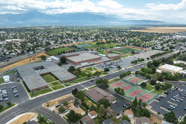Kearns High School is located in a suburban setting at the base of the Oquirrh Mountains.
