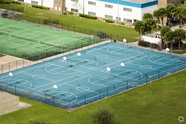 Basketball courts are available in Okeeheelee Middle School.
