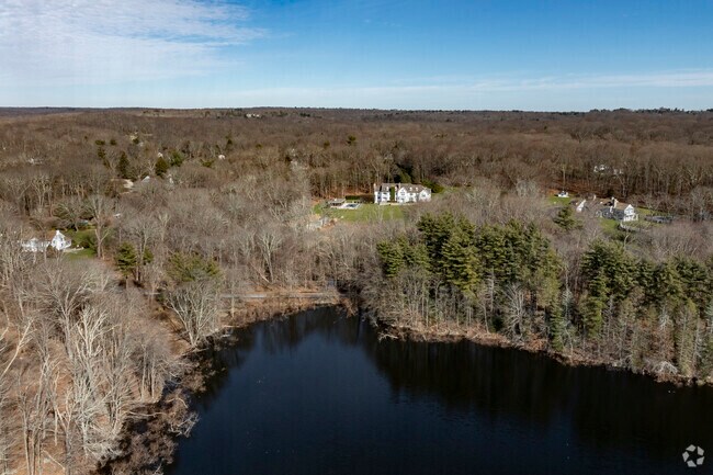 Larger homes overlooking water can be found along Ponus Ridge Road in Pound Ridge.