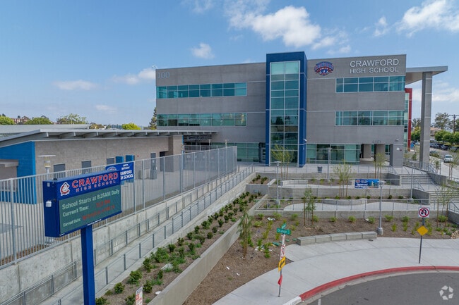 Crawford High School's main hall was recently constructed and offers modern amenities.