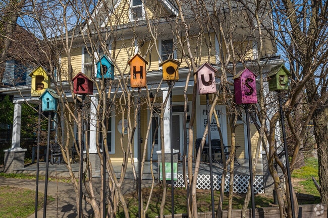 Unique artwork and decorations can be found all throughout the Fourth and Gill neighborhood.
