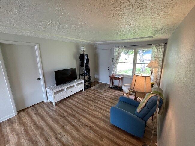 Front door and living room