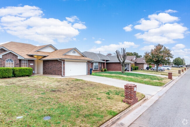 Ranch style homes line the streets of the Bryant neighborhood.