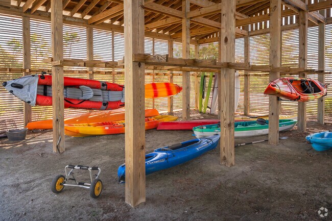 Residents at Oyster Point can store their kayaks for adventures on the water.