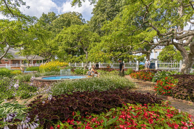 People love exploring the beautiful and colorful garden at Prescott Park in Downtown Portsmouth.