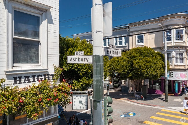 Haight and Ashbury streets host many shops and restaurants in Haight-Ashbury.