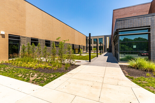 Enjoy the Northwest outdoors at the courtyard of Carl B Bruce Middle School.