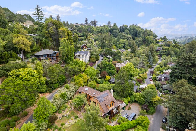 Houses in Blithedale Canyon are varied and interesting.