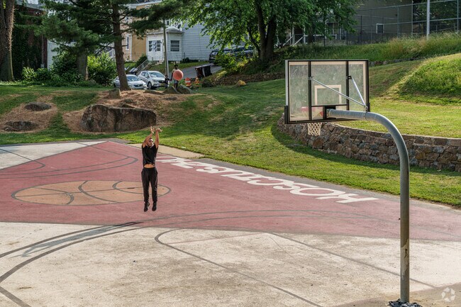 Many Bayard Square kids look forward to school letting out to play some basketball.