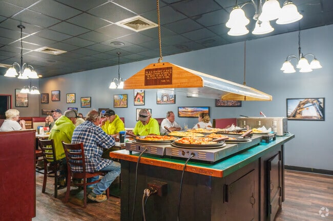 Grab a slice or two from the pizza buffet inside Greco's in Pleasanton.