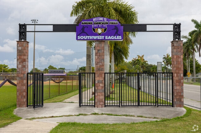 Southwest Miami High School sport fields entrance.