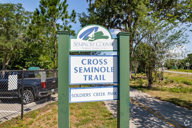 Cross Seminole Trail Sign at Soldier's Creek Park near Highlands.