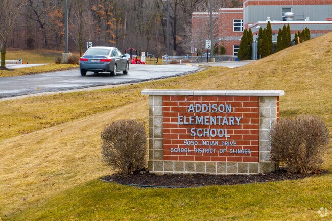 Addison Elementary School in Hartford, WI offers a peaceful setting surrounded by nature.