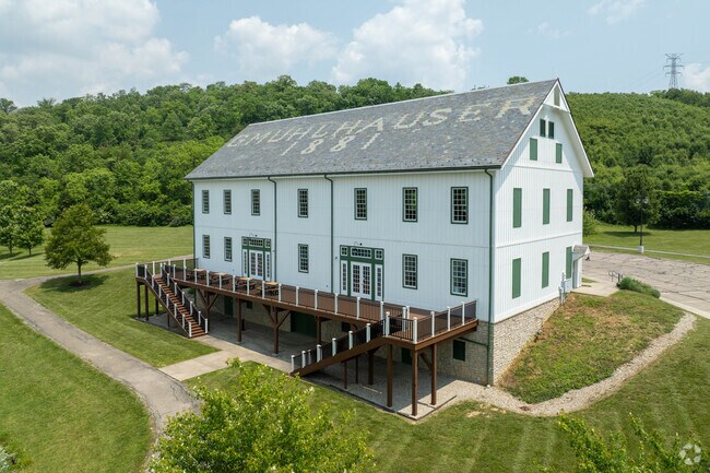 The Muhlhauser Barn, built in 1881, was donated and reconstructed at Beckett Park.