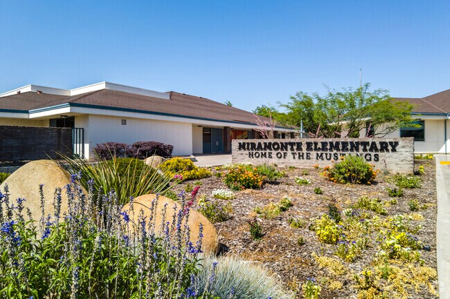 Flowers bloom in front of Miramonte Elementary School in Clovis.