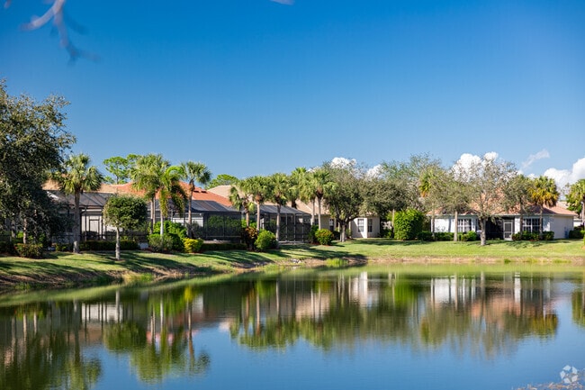 Some Delasol homes back onto ponds offering serene backyard views.