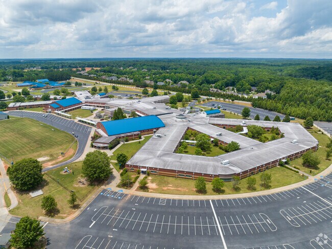 Starr's Mill High School has a large campus with beautiful landscaping.