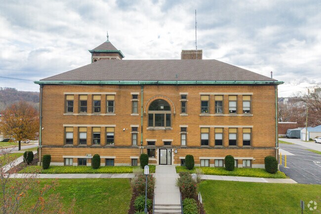 Historic buildings stand tall in Spring Grove, PA.