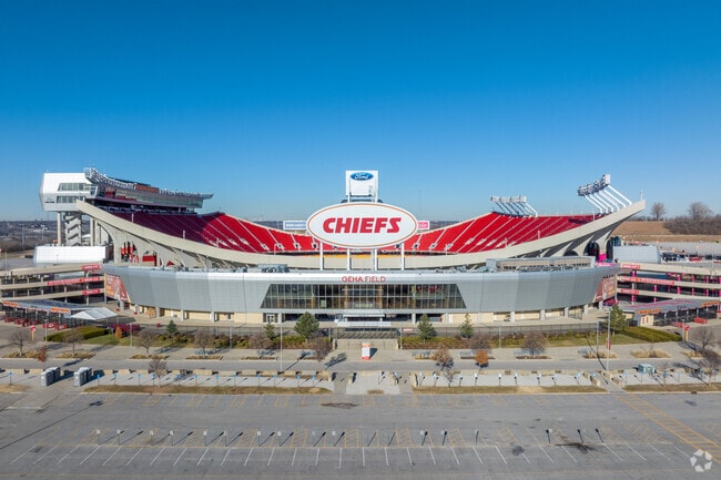 Arrowhead Stadium is home to the Kansas City Chiefs and is only a few minutes drive.
