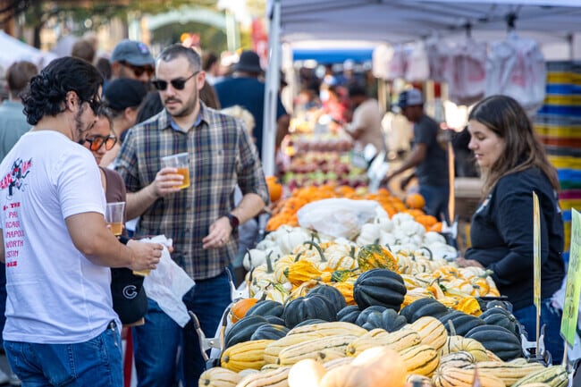 Fall harvest vegetables from local framers are on sale during the annual autumnal Apple Fest.