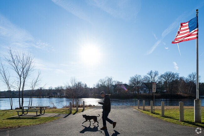 Hopedale Pond is appealing to locals with pets for short or long walks.