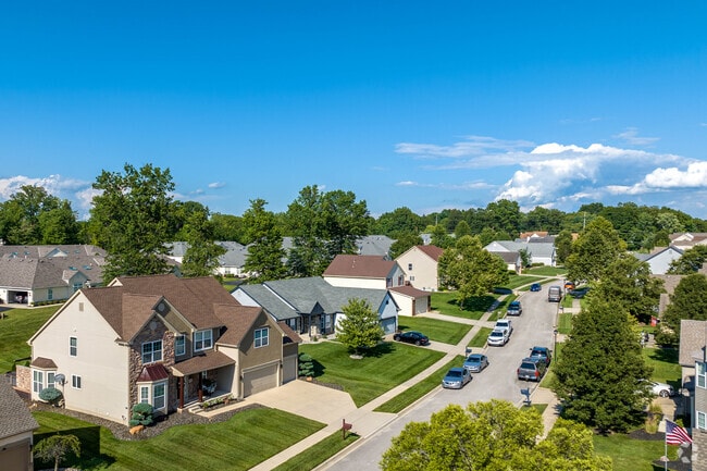 Olde Orchard is a suburban neighborhood east of Columbus featuring winding sidewalk-lined streets.