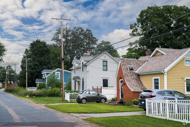 Colorful homes brighten the streets of Marine on Saint Croix.