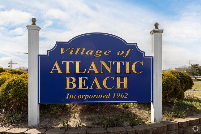 Welcome sign to the Village of Atlantic Beach, NY.