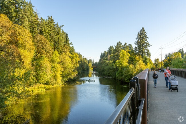 Cook Family Park, in King City, features tree-lined paths and views of the Tualatin River.