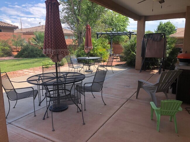Fenced backyard and hot tub