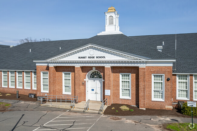 Sunset Ridge Middle School front entrance in East Hartford, CT.
