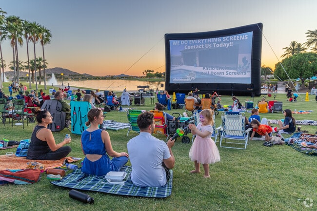 Locals gather at Estrella Mountain for movie night and food truck fun.