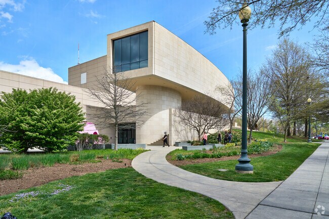 Visitors explore the Katzen Arts Center at American University.